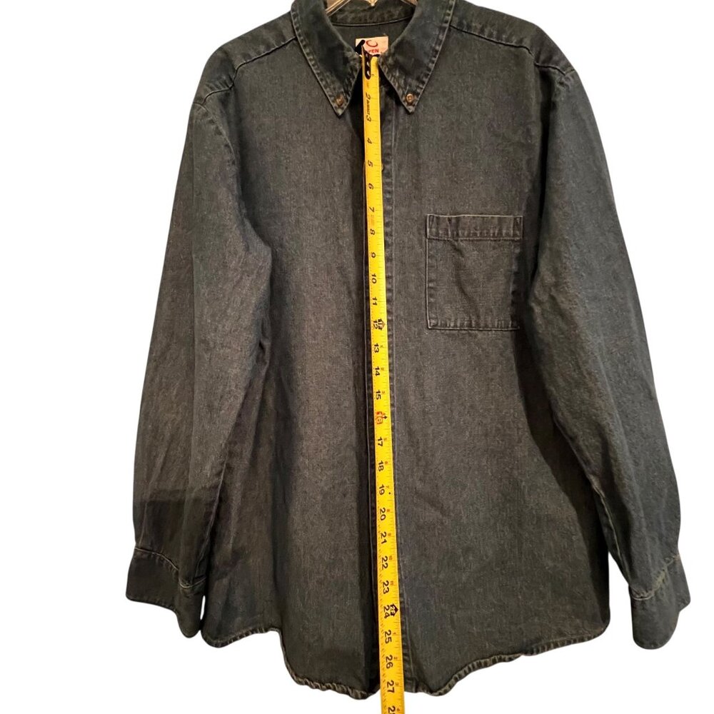 Vintage Open Trails Denim Shirt Chest Pocket Button Cuffs Button Up Classic Lg - Picture 12 of 12